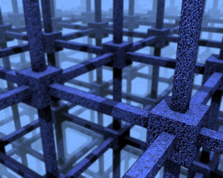 Cubic Division of Space - cube, blue, 3d