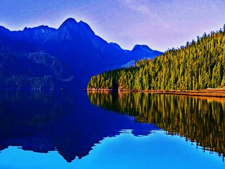 A little piece of Canada - trees, canada, shoreline, lake, forest, reflection, mountain