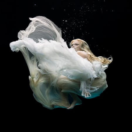 floating - white, blond, beauty, floating