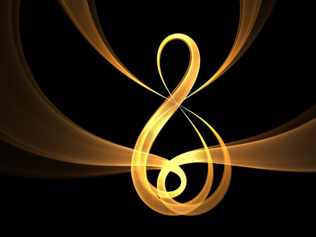 Music  Note - glow, music, gold, note