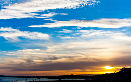 Santa Cruz Sunset - nature, ocean, pier, clouds, colorful, sunset, coast