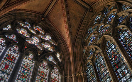 Stained Glass - stained, hallway, windows, architecture, glass, medieval