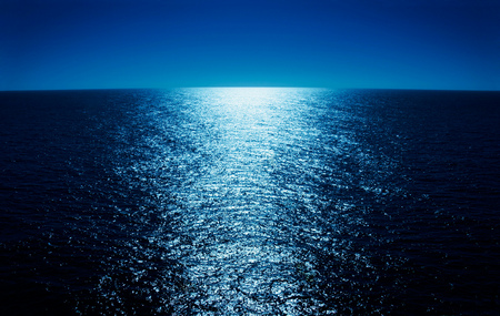 Moonlight reflecting across the ocean - moon, ocean, sea, light