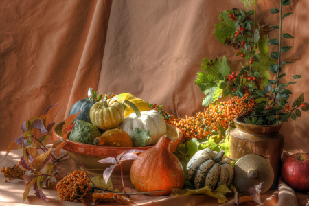 Autumn still life - orange, autumn, still life, red