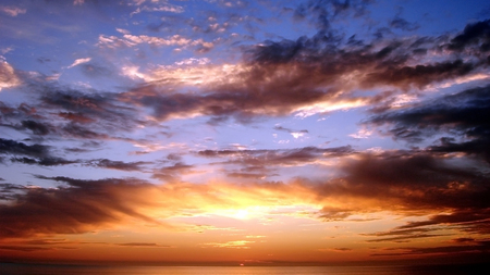 Nantucket Sunset - nature, ocean, clouds, orange, sunset