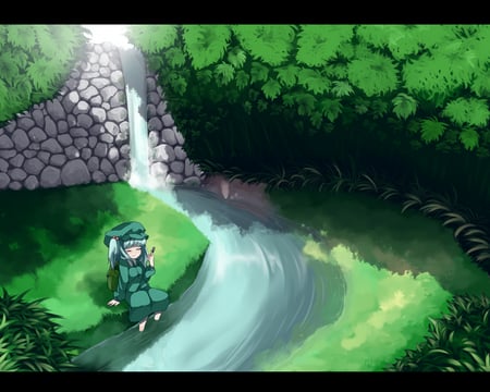 Nitori River - kawashiro nitori, river, water, nature, touhou, nitori, kappa, peaceful