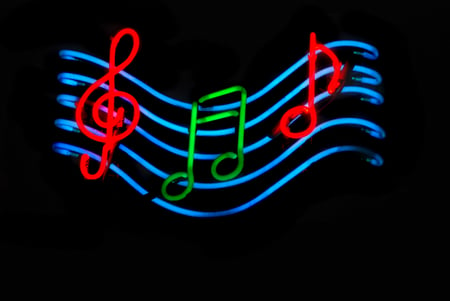 Sweet Music - red, blue, green, notes, musical