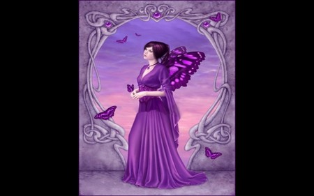 PURPLE BUTTERFLY FAIRY - purple, butterfly, fairy, female