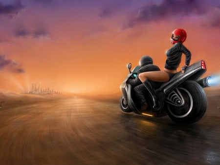 Biker - babe, female, bike, motorcycle