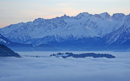 Sea of Clouds - nature, trees, clouds, snow, mountains