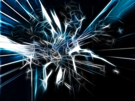 Blue Fractal - black, absrtact, blue, fractal