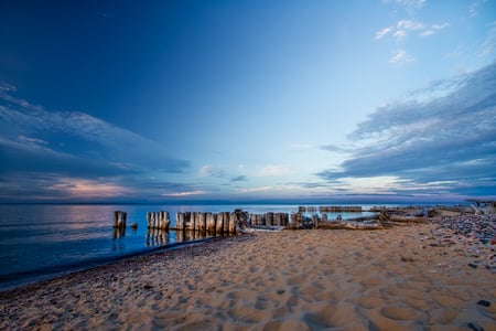 Whitefish-Point-Beach - beach, pier, whitefish, point, sea