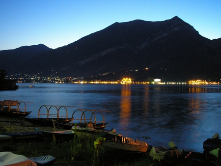 vues-de-nuit - boats, city, night, lights