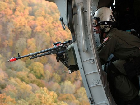 helicopter gunner - aircraft, sky, guns, war