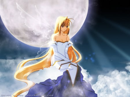 Anime moon - moon, girl, anime, surf