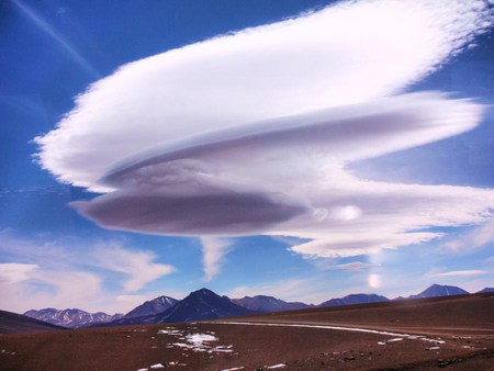 Spiral sky - spiral cloud, sky, odd formation, mountains