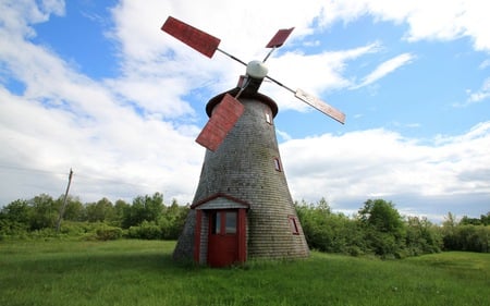 Flying  House - canada, architecture, windmill, field, grass