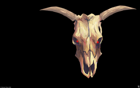 cow skull - cow, red, red eyes, skull