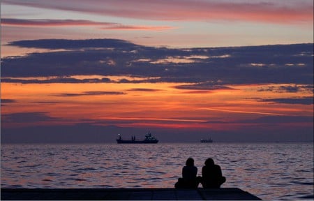 just the two of us - relax, sunset, people, summer, sea, lovers