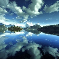 Island castle in the blue