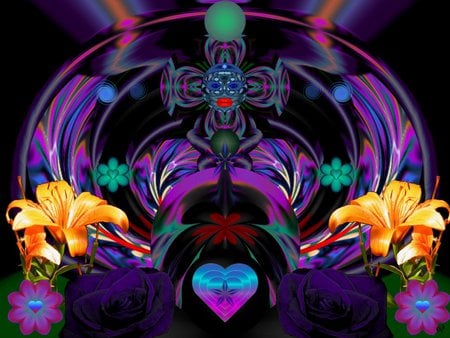 Garden of Love & Imagination - eye candy, collage, 3d, fractal, abstract