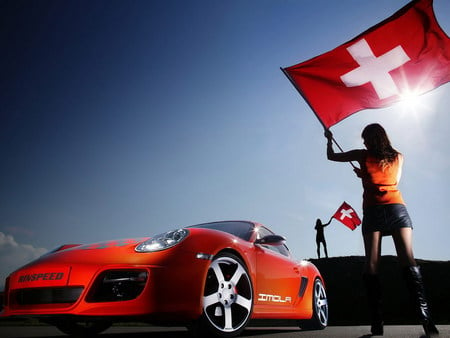 Start - start, porsche, flag, sky