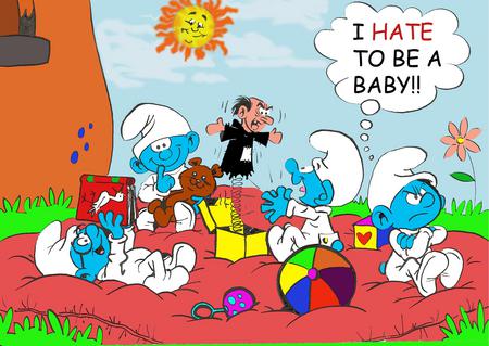 Baby Smurfs - puppet, smurfs, blanket, cartoon