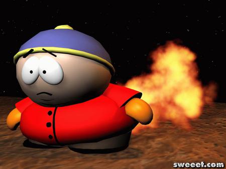 Cartman - southpark, flames, cartoon, eric, fire