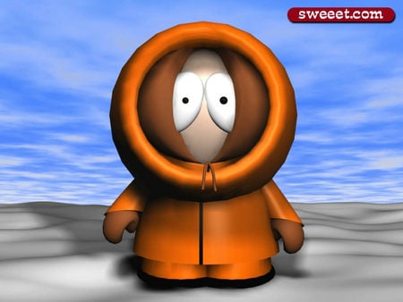 Kenny - cartoon, water, sand, southpark