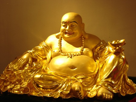 Happy Buddha - gold, smiling, buddha, happy