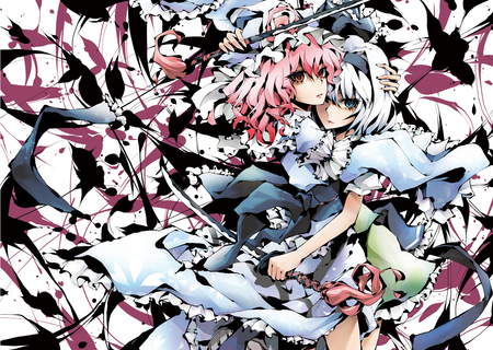 Intervention - Yuyuko, Youmu - redalice, yuyuko, saigyouji yuyuko, touhou, intervention, youmu konpaku, youmu