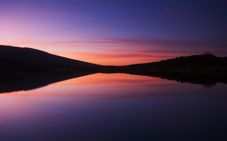 Gortin Lakes - still, nature, lakes, serene, reflection, water, mountains, sunset