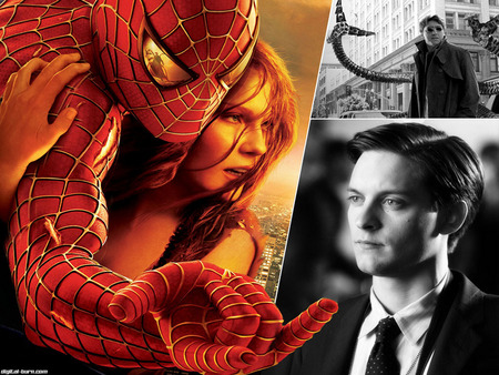 spider man 2 - black, white, tobey maguire, hot, red, kristen dunst, cool, sexy