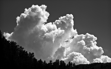 Over the Ridge - clouds, b and w, mountains, nature