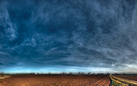 Majestic Horizon - sky, houses, farm, field, road, wind, nature, clouds, break