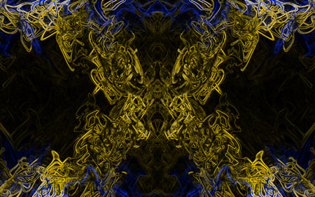 yellow-X - yellow, mind teaser, abstract, x, blue