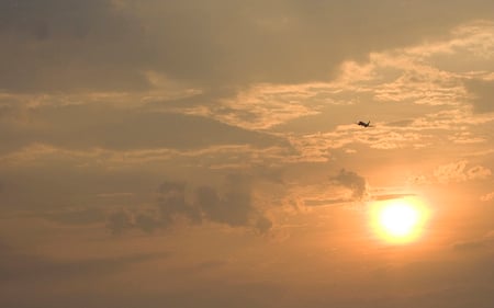 The one that got away - nature, sunset, airliner, clouds