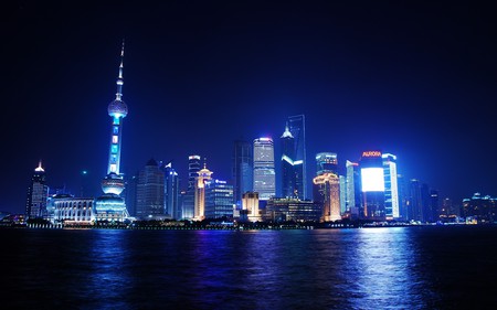 Shangai BLU - skyline, night, ocean, architecture, bay, lighs