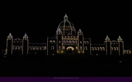 British Columbia Parliament Buildings at Night - night, building, house, lights