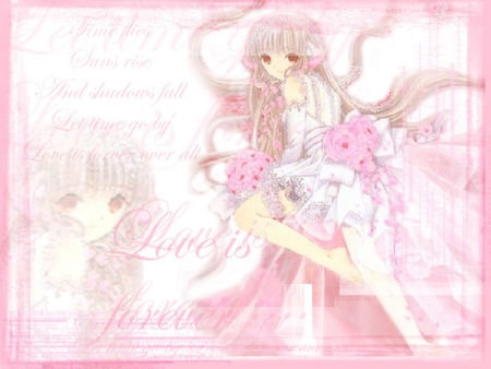 pretty in pink - anime, love, chobits, pink