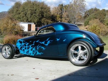 Speedster - speedster, flames, car, blue