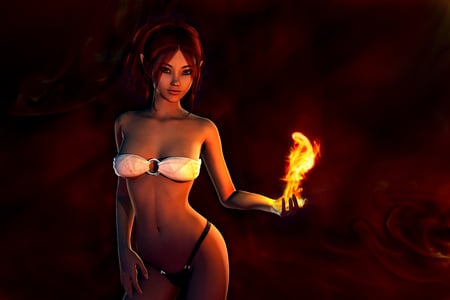 Fire Elf - elf, fantasy, fire, 3d