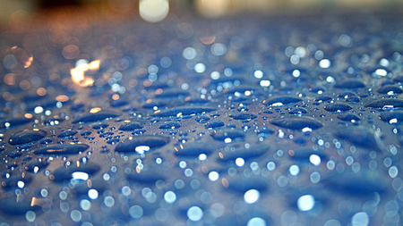 Blue Drops - drops, raindrops, blue, photography