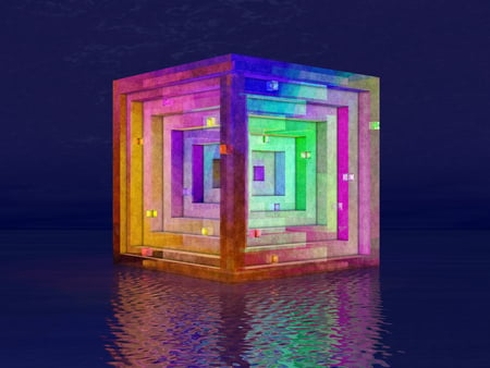 Cube - water, puzzle, cube, lights