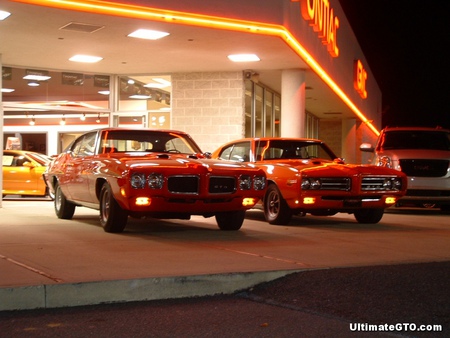 A pair of GTO's - muscle, car, pontiac, gto