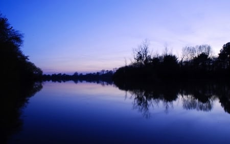 Cold Silence - sky, lake, trees, reflection, dusk