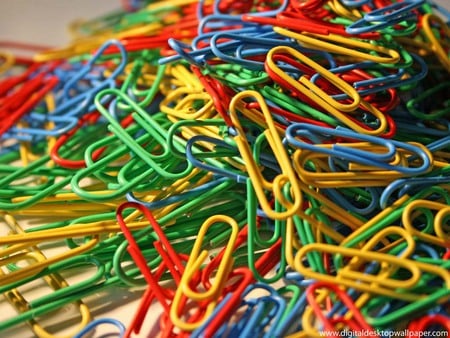 Paper Clips - yellow, blue, red, green, colourful, random, happy