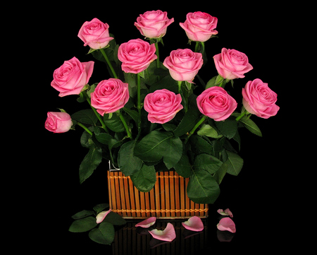 roses - flower bouquet, roses, pink, beautiful, flowers