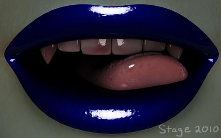 Vampire - vampire, lips, blue, 3d