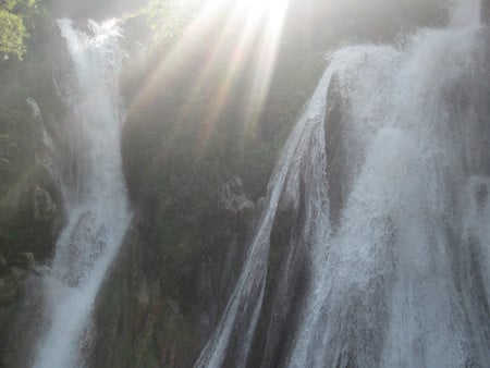 himalaya - kemty falls, falls, water, sunbeam, mussouri